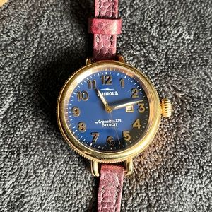 Shinola The Birdie 38mm Blue Face Watch EUC